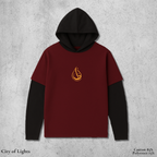 City of Lights - Double Layer Sleeve Hoodie in Maroon