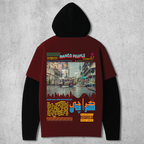 City of Lights - Double Layer Sleeve Hoodie in Maroon