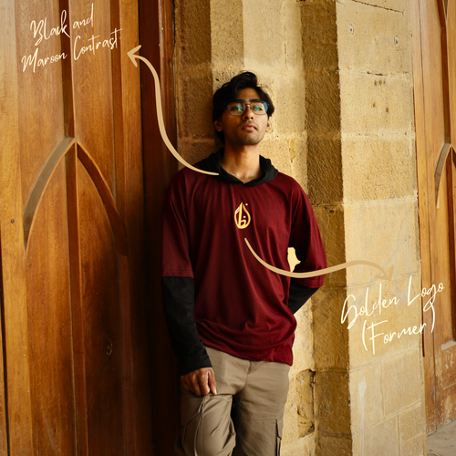City of Lights - Double Layer Sleeve Hoodie in Maroon