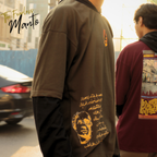 Manto - Double Layer Sleeve Hoodie in Olive Green